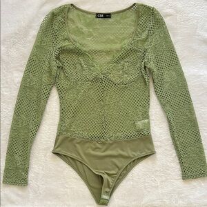 NWOT CBR Sage Green Lace Bodysuit